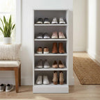 White Ten Pair Solid WoodShoe Storage Cabinet