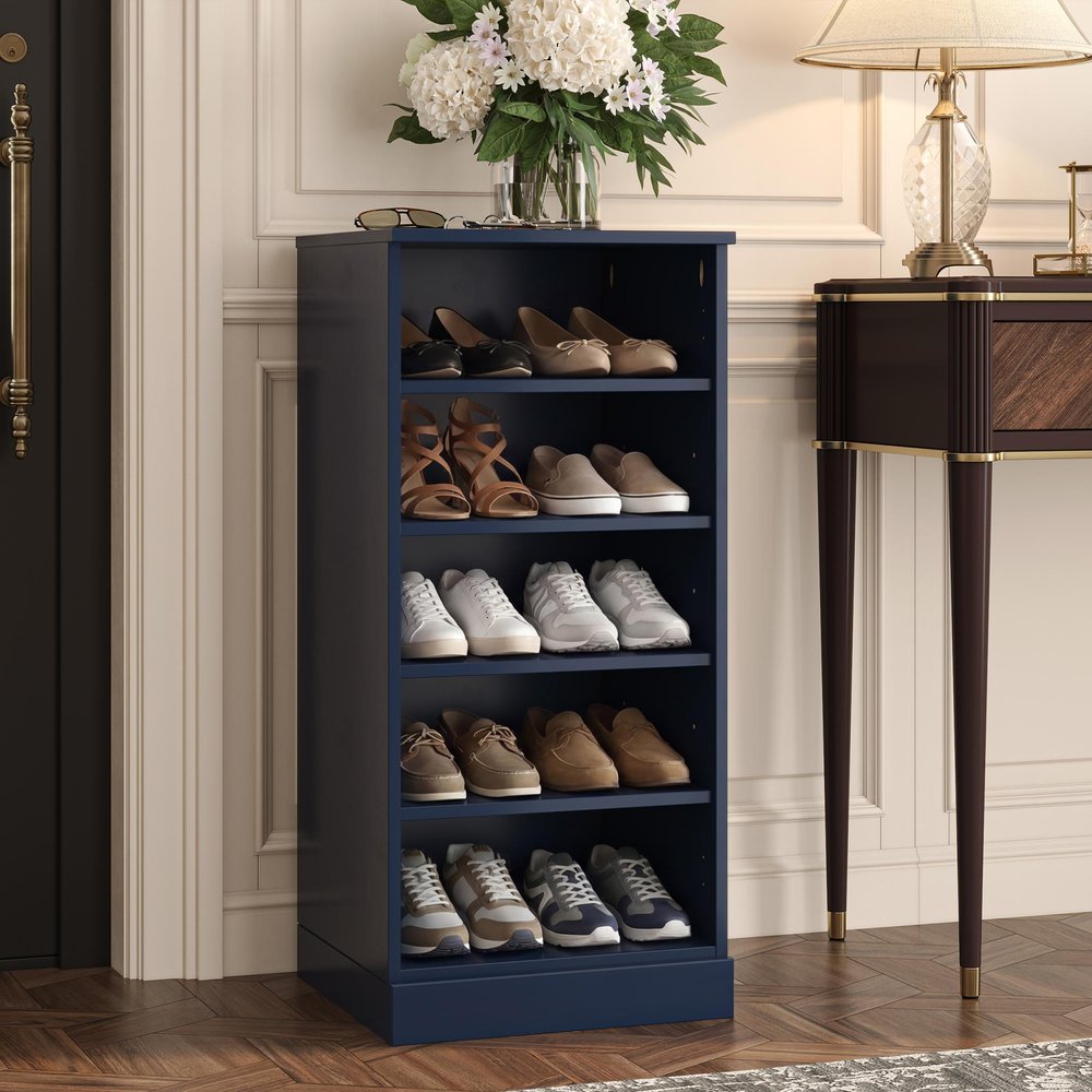 White Ten Pair Solid WoodShoe Storage Cabinet
