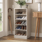 White Ten Pair Solid WoodShoe Storage Cabinet