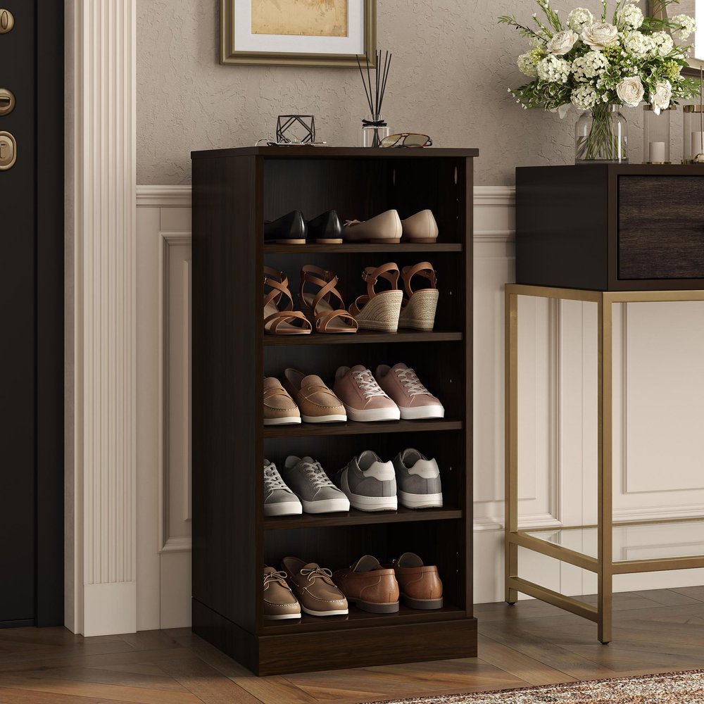 White Ten Pair Solid WoodShoe Storage Cabinet