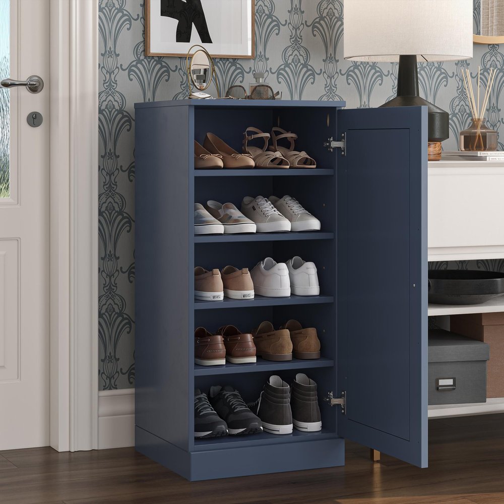 White Ten Pair Solid WoodShoe Storage Cabinet