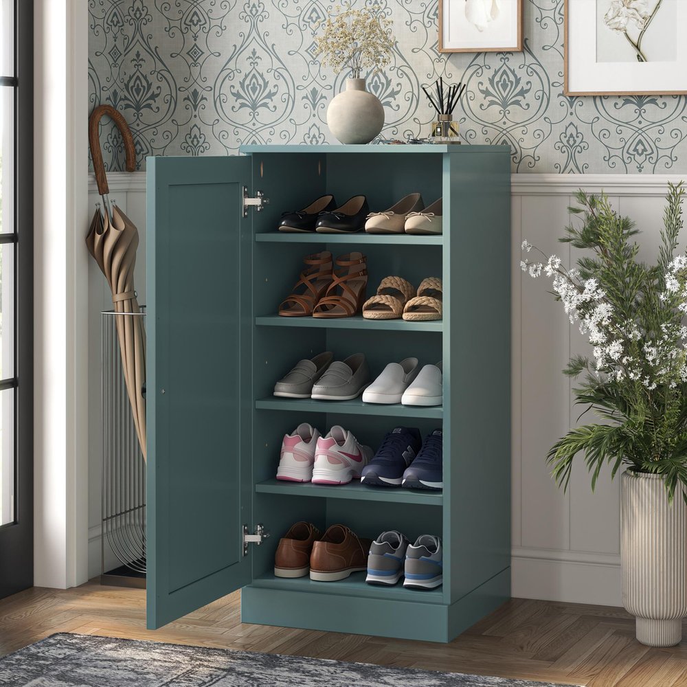 Aqua Ten Pair Solid WoodShoe Storage Cabinet
