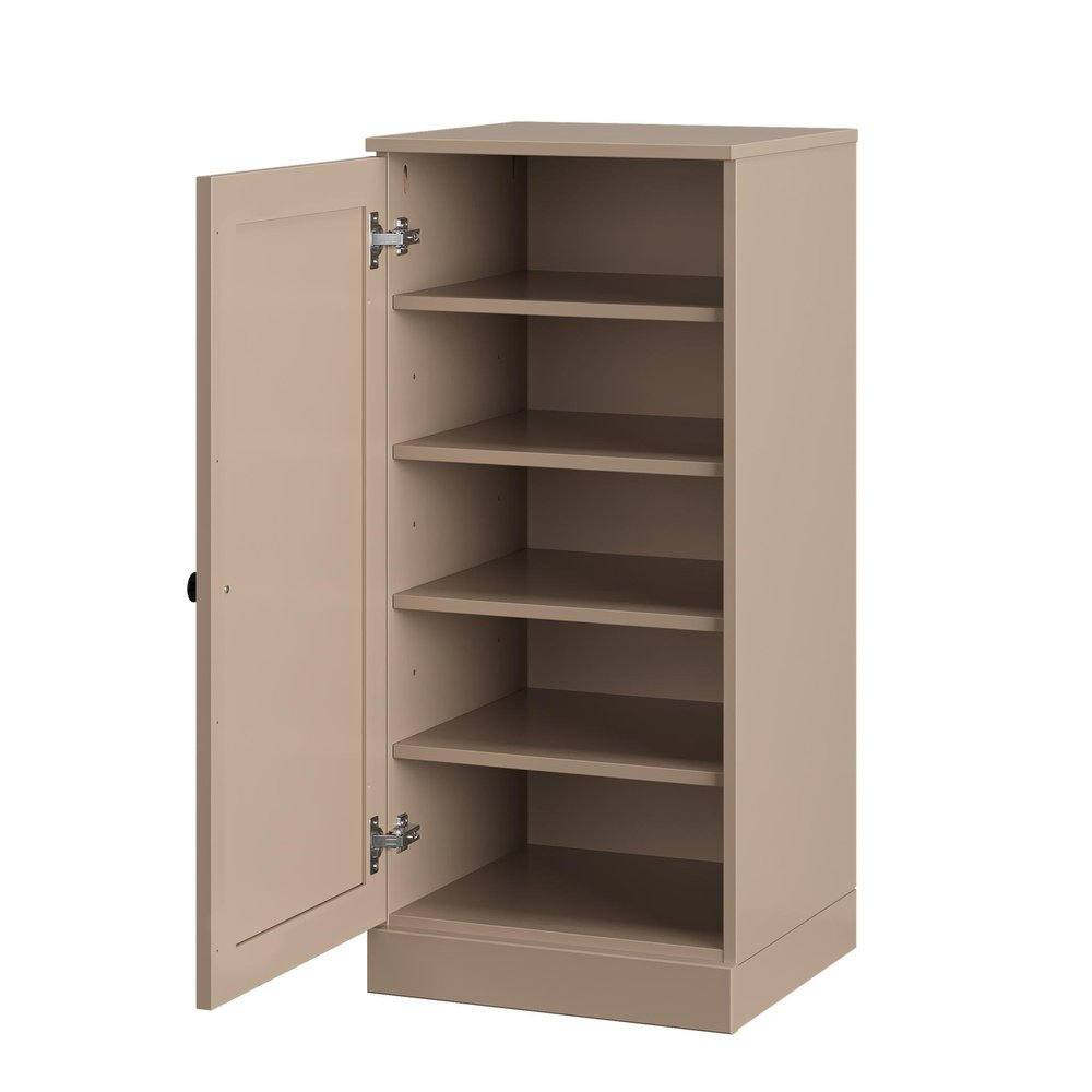 Beige Ten Pair Solid WoodShoe Storage Cabinet