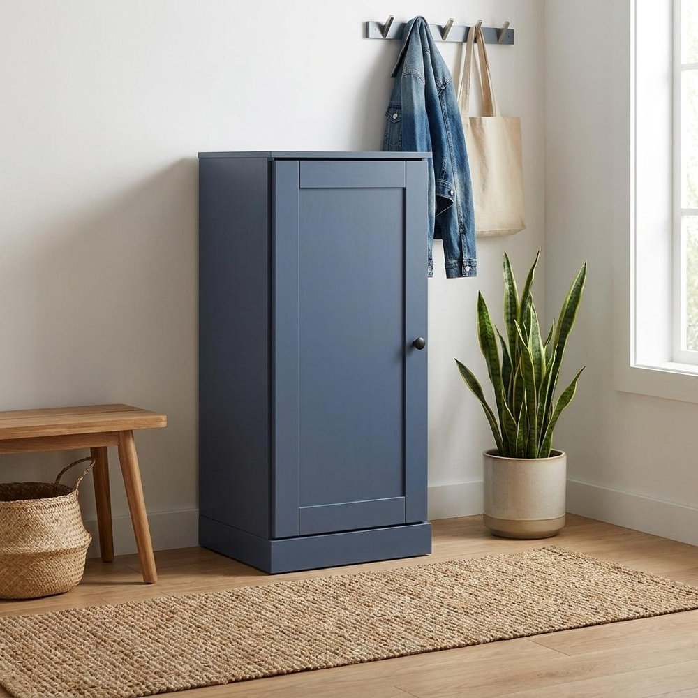 French Blue Ten Pair Solid WoodShoe Storage Cabinet