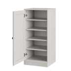 Off White Ten Pair Solid WoodShoe Storage Cabinet