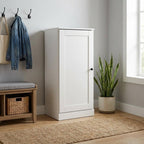 Off White Ten Pair Solid WoodShoe Storage Cabinet