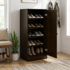 Espresso Ten Pair Solid WoodShoe Storage Cabinet