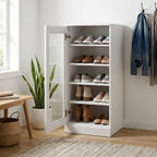 White Ten Pair Solid WoodShoe Storage Cabinet