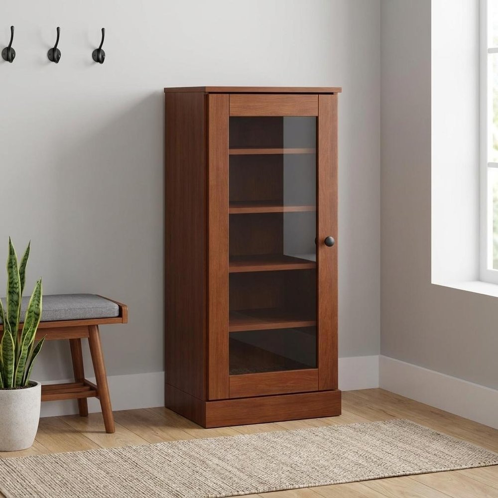 Coffee Ten Pair Solid WoodShoe Storage Cabinet