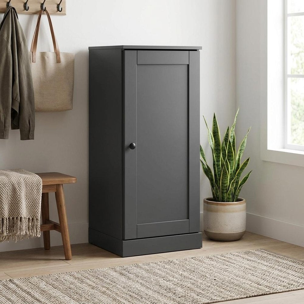 Gray Ten Pair Solid WoodShoe Storage Cabinet
