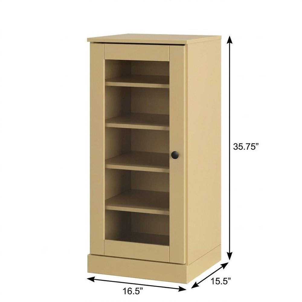 Yellow Ten Pair Solid WoodShoe Storage Cabinet