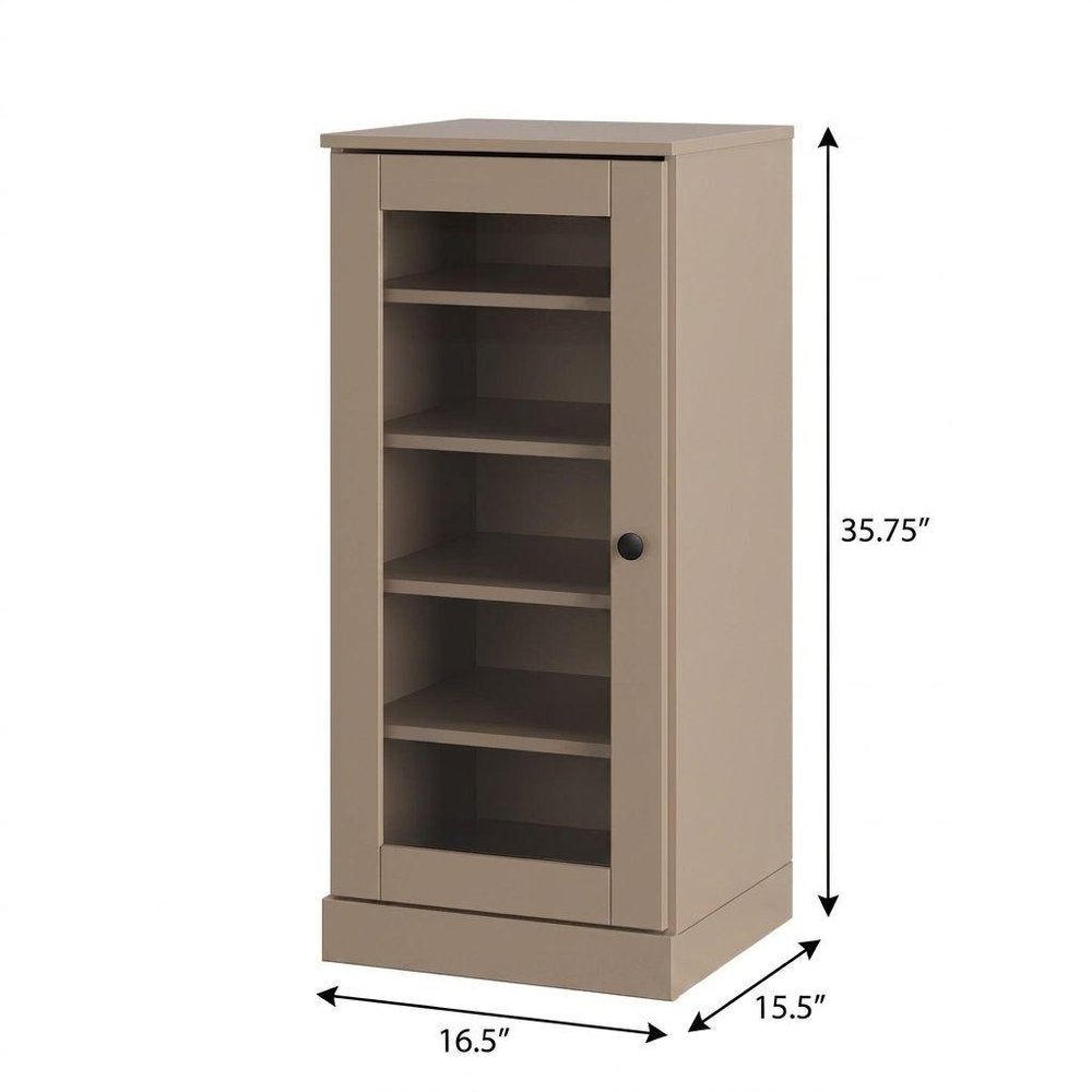 Beige Ten Pair Solid WoodShoe Storage Cabinet