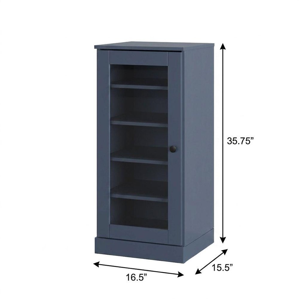 French Blue Ten Pair Solid WoodShoe Storage Cabinet
