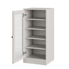 Off White Ten Pair Solid WoodShoe Storage Cabinet