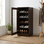 Espresso Ten Pair Solid WoodShoe Storage Cabinet