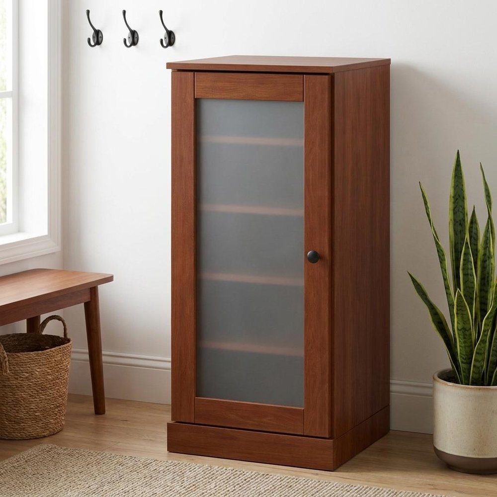 Coffee Ten Pair Solid WoodShoe Storage Cabinet