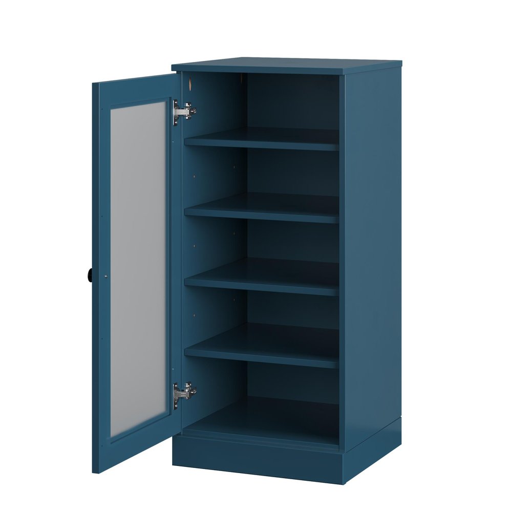 Teal Blue Ten Pair Solid WoodShoe Storage Cabinet