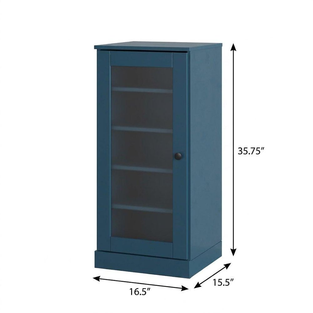 Teal Blue Ten Pair Solid WoodShoe Storage Cabinet