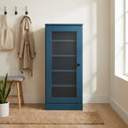 Teal Blue Ten Pair Solid WoodShoe Storage Cabinet