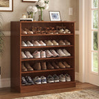 Coffee Twenty Pair Solid WoodShoe Storage Cabinet