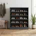 Gray Twenty Pair Solid WoodShoe Storage Cabinet