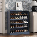 French Blue Twenty Pair Solid WoodShoe Storage Cabinet