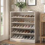 Off White Twenty Pair Solid WoodShoe Storage Cabinet
