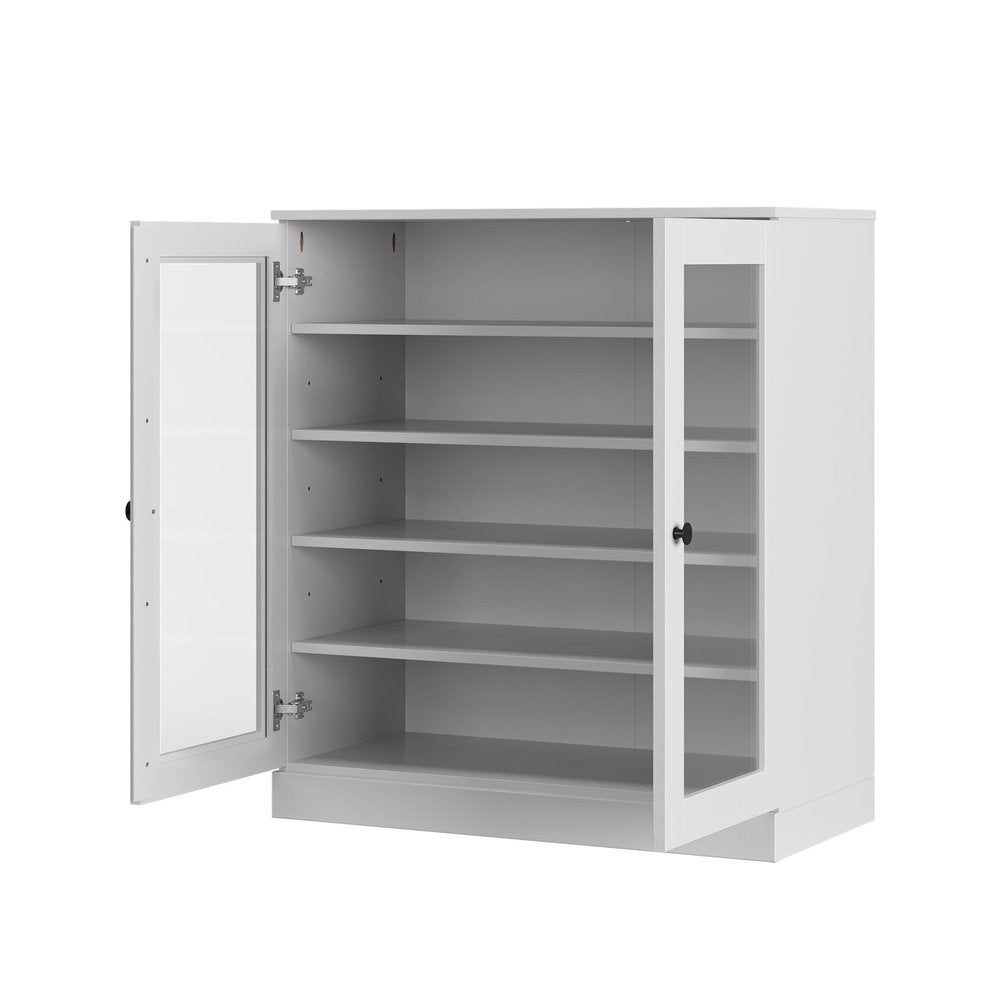 White Twenty Pair Solid WoodShoe Storage Cabinet