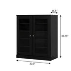 Black Twenty Pair Solid WoodShoe Storage Cabinet