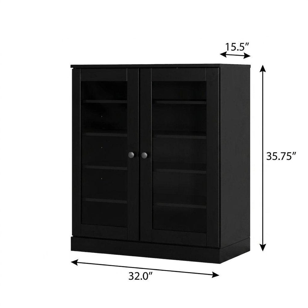 Black Twenty Pair Solid WoodShoe Storage Cabinet