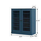 Teal Blue Twenty Pair Solid WoodShoe Storage Cabinet