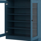 Teal Blue Twenty Pair Solid WoodShoe Storage Cabinet