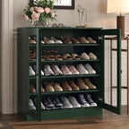 Green Twenty Pair Solid WoodShoe Storage Cabinet