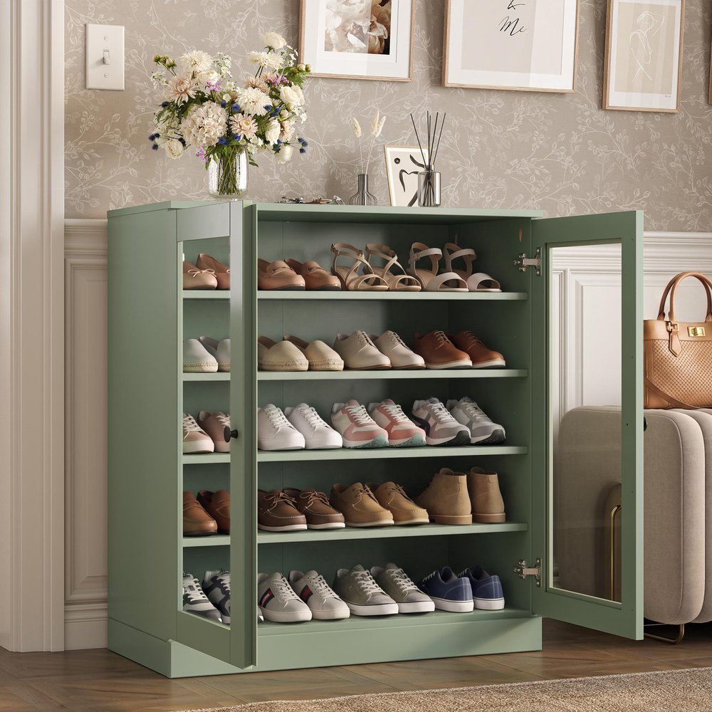 Sage Twenty Pair Solid WoodShoe Storage Cabinet