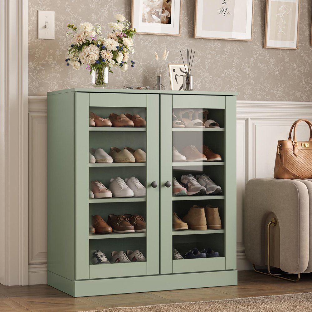 Sage Twenty Pair Solid WoodShoe Storage Cabinet