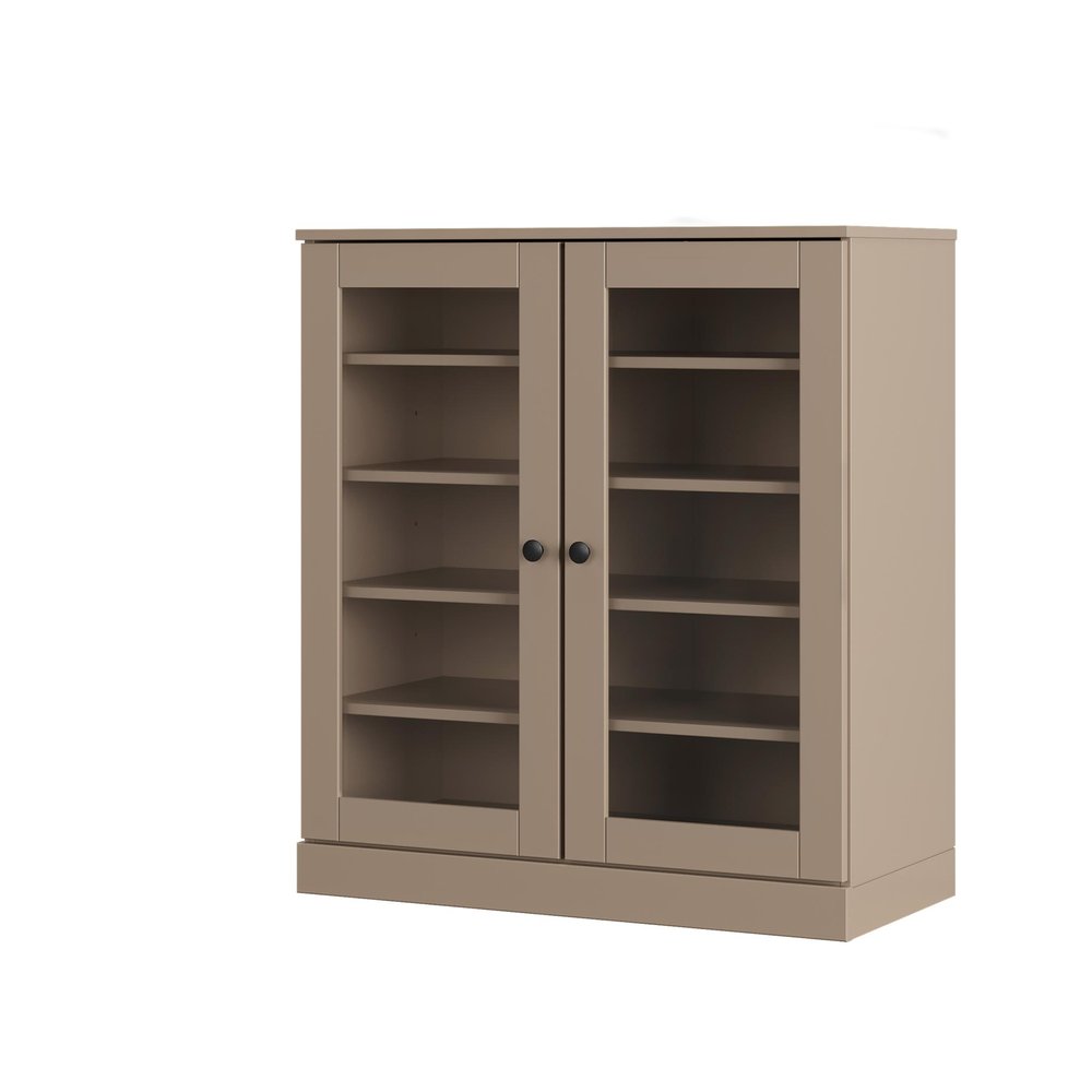 Beige Twenty Pair Solid WoodShoe Storage Cabinet