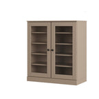 Beige Twenty Pair Solid WoodShoe Storage Cabinet