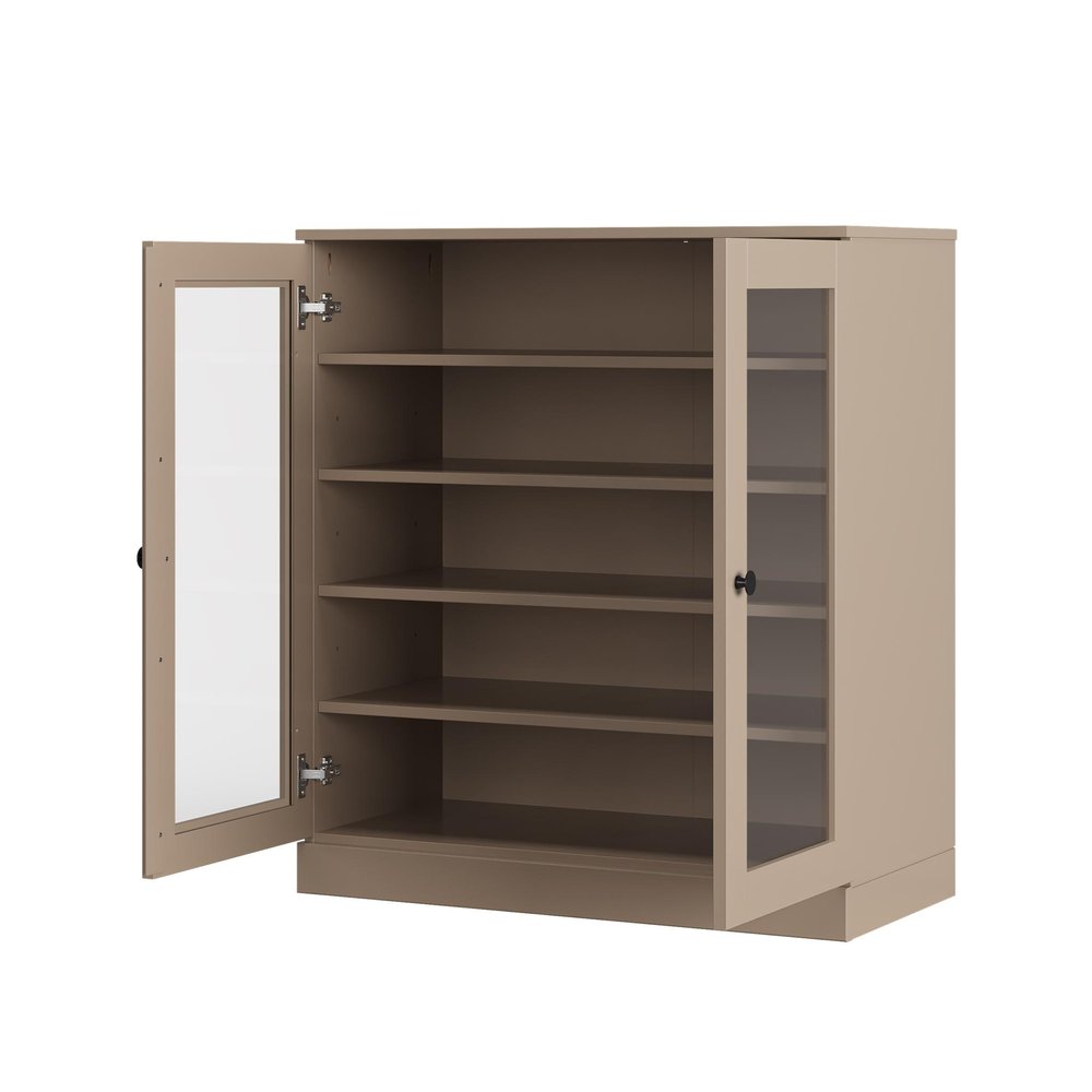Beige Twenty Pair Solid WoodShoe Storage Cabinet
