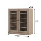 Beige Twenty Pair Solid WoodShoe Storage Cabinet