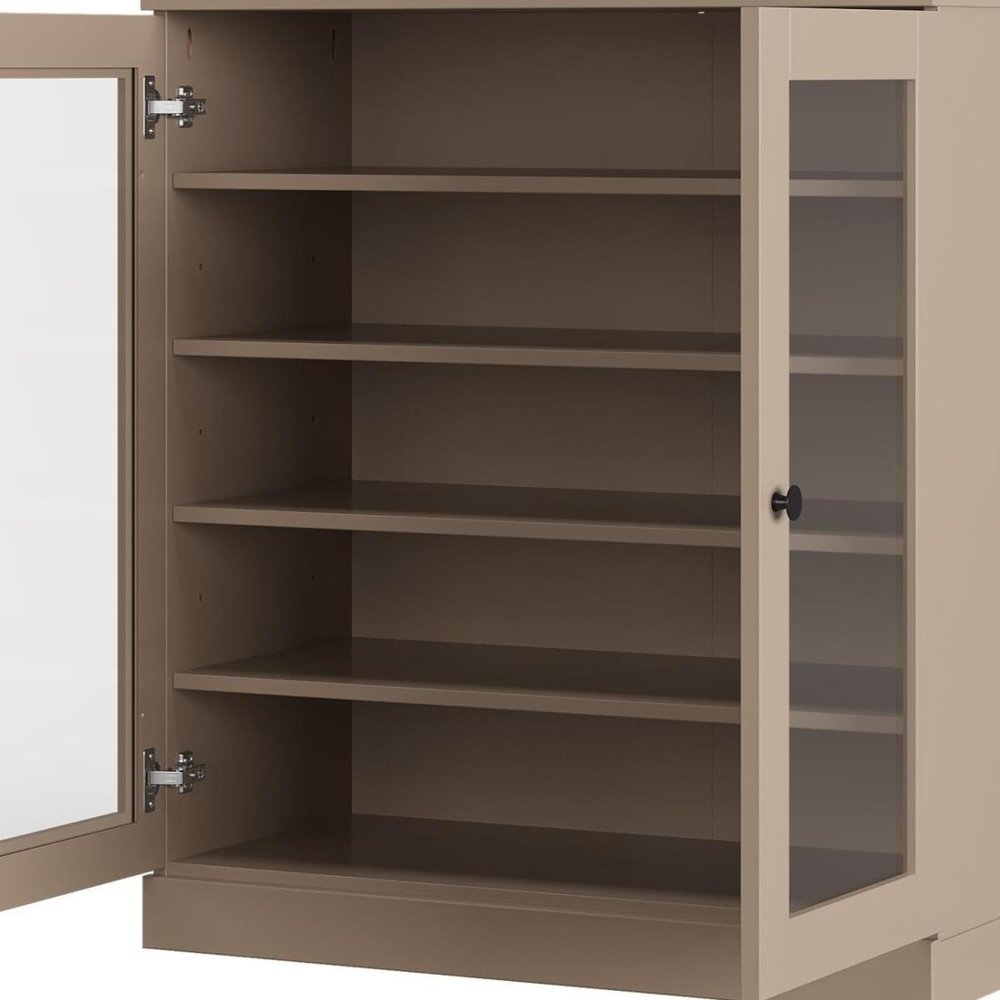 Beige Twenty Pair Solid WoodShoe Storage Cabinet
