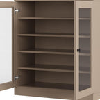 Beige Twenty Pair Solid WoodShoe Storage Cabinet