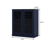 Navy Blue Twenty Pair Solid WoodShoe Storage Cabinet