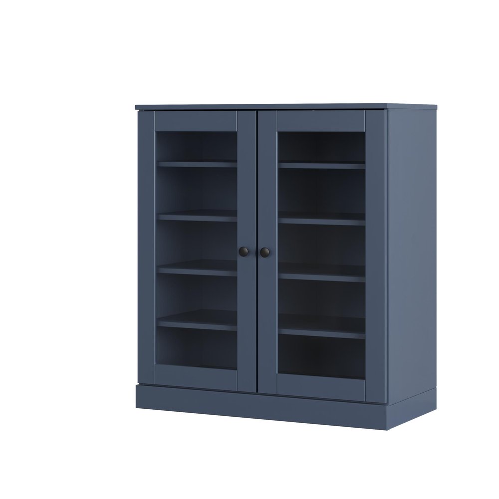 French Blue Twenty Pair Solid WoodShoe Storage Cabinet