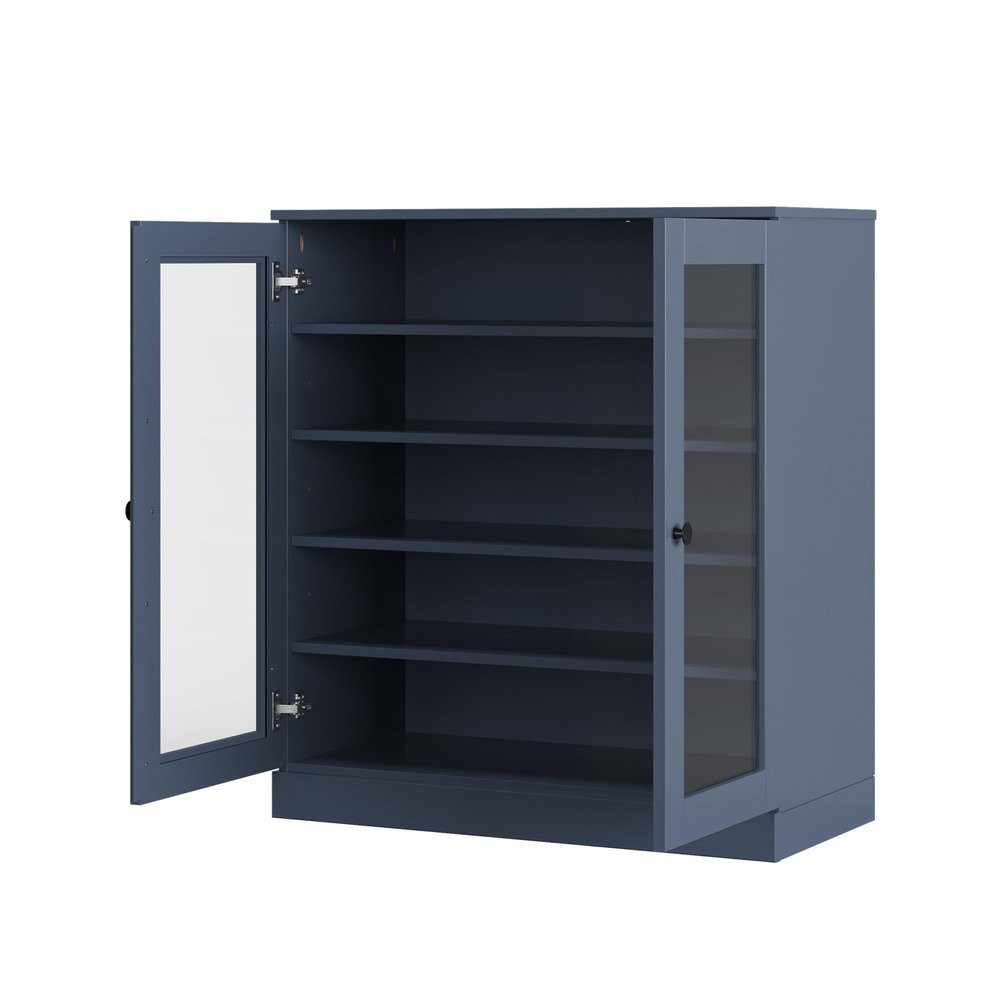 French Blue Twenty Pair Solid WoodShoe Storage Cabinet