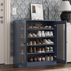 French Blue Twenty Pair Solid WoodShoe Storage Cabinet