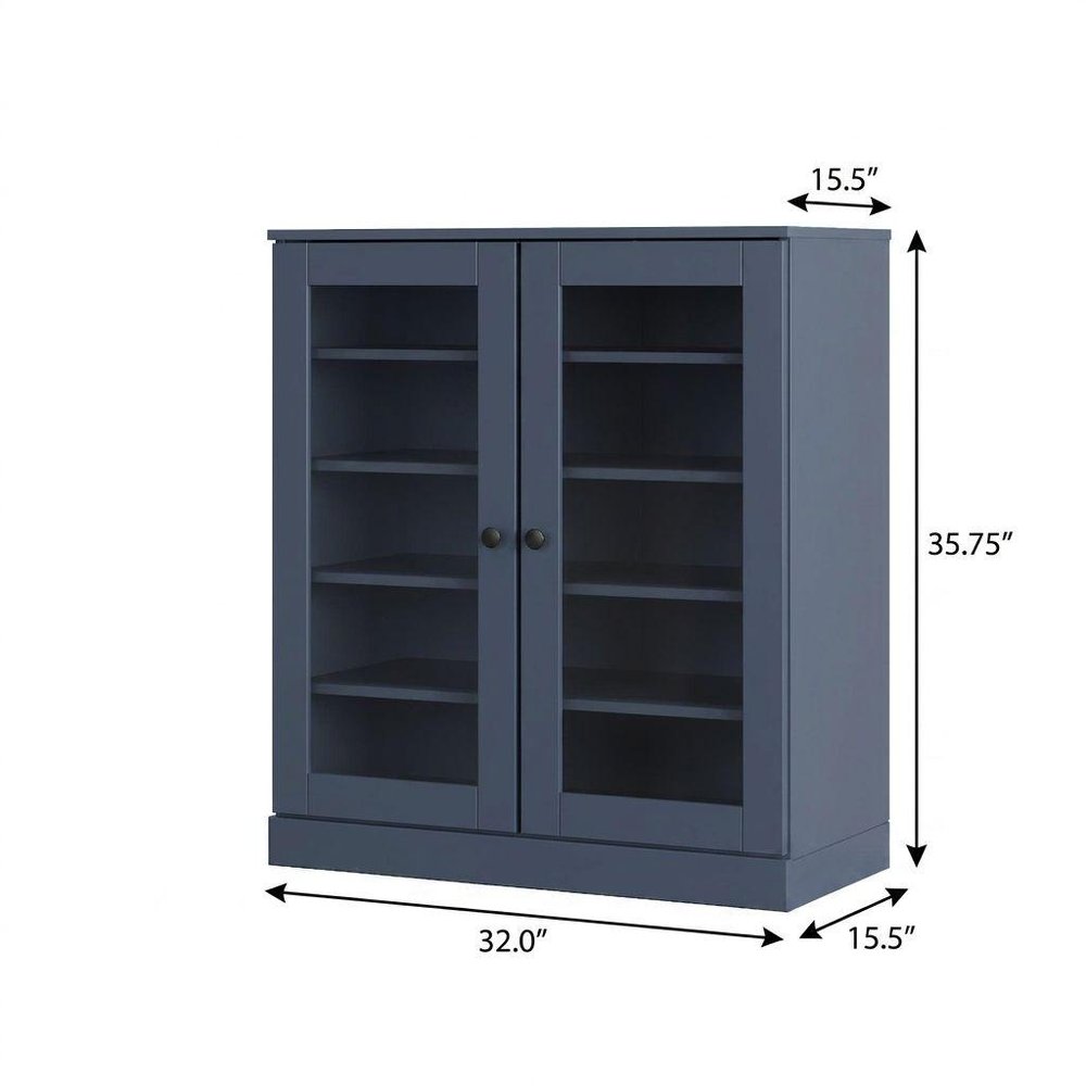 French Blue Twenty Pair Solid WoodShoe Storage Cabinet