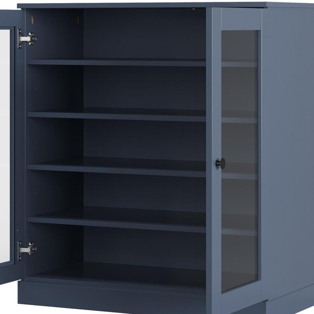 French Blue Twenty Pair Solid WoodShoe Storage Cabinet