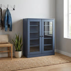 French Blue Twenty Pair Solid WoodShoe Storage Cabinet
