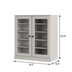 Off White Twenty Pair Solid WoodShoe Storage Cabinet