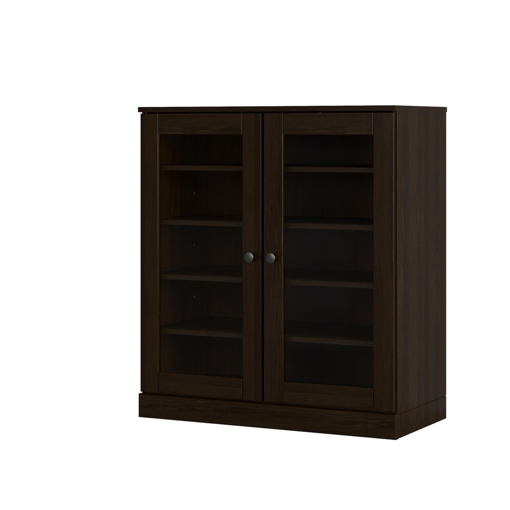 Espresso Twenty Pair Solid WoodShoe Storage Cabinet